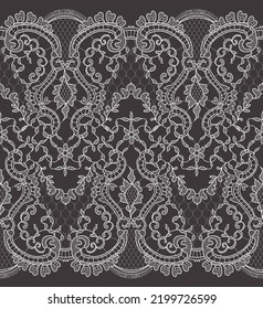 Vector white romantic lace ribbon seamless pattern