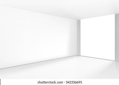 Vector White Room Interior in Minimal Style with Empty Wall Background