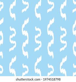 vector white rough ethnic wave brush stroke lines seamless pattern on light blue