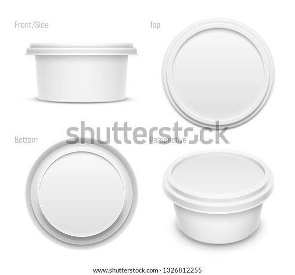 Vector White Round Container Butter Melted Stock Vector (Royalty Free