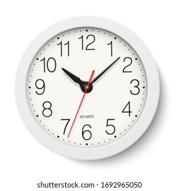 Vector white round wall clock isolated