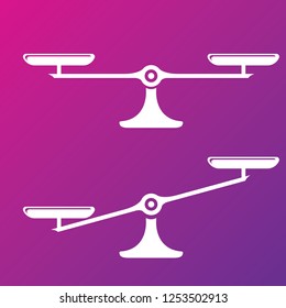 Vector white scales or libra Icon isolated on pink bacground. Symbol of justice, lawyer or judgment