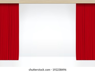 Vector White Scene with Isolated Red Curtains