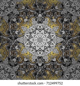Vector white seamless pattern. Seamless pattern on background. Seamless white textured curls. White elements in oriental style arabesques.