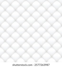 Vector white seamless pattern. Volumetric abstract upholstery background. Pillow texture.