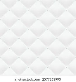 Vector white seamless pattern. Volumetric abstract upholstery background. Pillow texture.