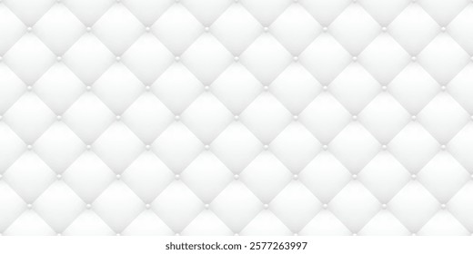 Vector white seamless pattern. Volumetric abstract upholstery background. Pillow texture.