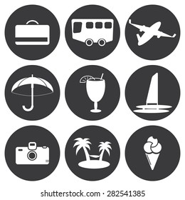Vector white Set of travel icons
