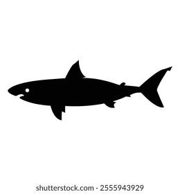 Vector white shark silhouette isolated on white background