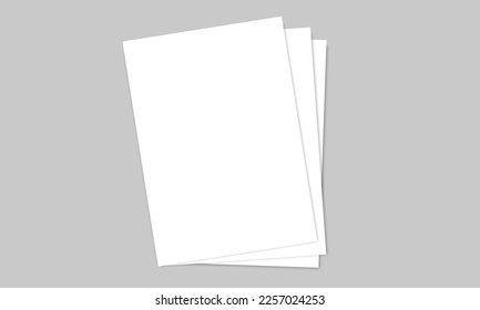 Vector white sheet of paper. Realistic blank A4 format paper template with shadow. Flyer, cover, brochure mockup design.