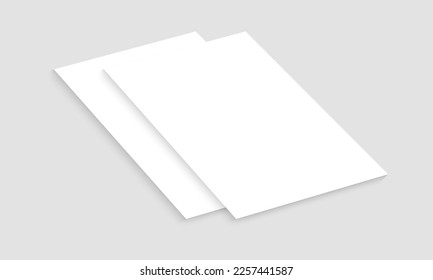 Vector white sheet of paper. Realistic blank A4 format paper template with shadow. Flyer, cover, brochure mockup design.