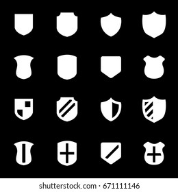 Vector white shield icons set