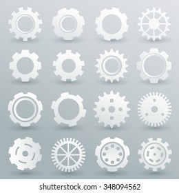 Vector of White Shiny Gears : Vector Illustration