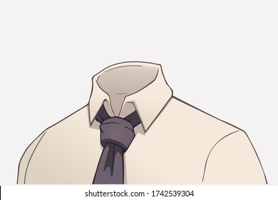 Vector white shirt and black tie without head. Cartoon shirt and tie isolated on white.