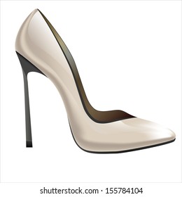 vector white shoe realistically depicted on a white background