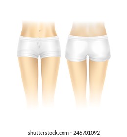 Vector White Shorts for Women Isolated on White Background