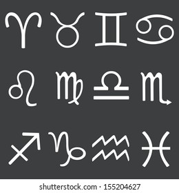 vector white signs of the zodiac