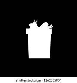 Vector white silhouette of bow wrapped gift box on black background. Christmas, new year, birthday present icon, sign, symbol, clip art. Giftbox isolated flat web mobile button, element for design.