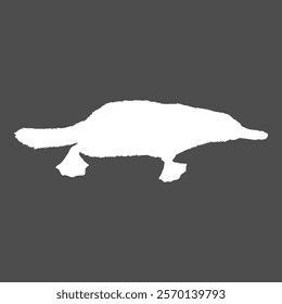 Vector White Silhouette of Duckbill. Platypus Illustration