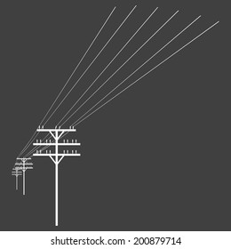 Vector White Silhouette of Power Line