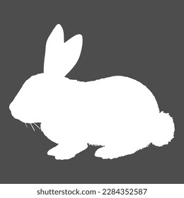 Vector White Silhouette of Rabbit Illustration