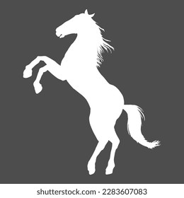 Vector White Silhouette Rearing Horse Illustration