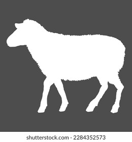 Ilustración de ovejas de silueta blanca vectorial. Vista lateral