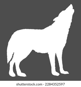 Vector White Silhouette of Wolf