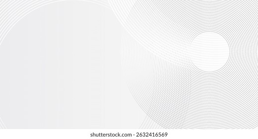 Vektor weiße einfache Kunst moderne leuchtende geometrische Linien auf grauem Hintergrund. Moderne glänzende blaue Kreislinien iabstract