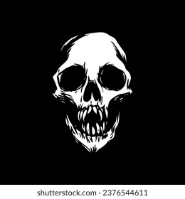 Vector White Skull on Black Background