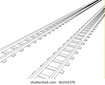 Vector White sleepers and rails on a white background 1