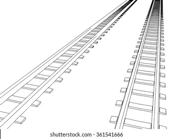 Vector White sleepers and rails on a white background 2