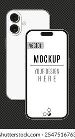 Vector white smartphone mock-up with screen