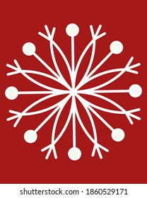 icono del copo de nieve blanco vectorial sobre fondo rojo