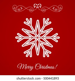 Vector White Snowflake Icon Over Red Background