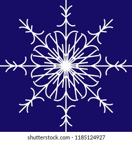 Vector white snowflake on blue background