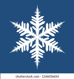 Vector white snowflake on blue background