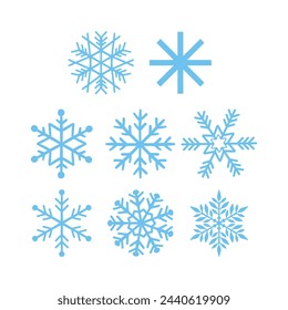 Vector White Snowflakes elements with Red Background