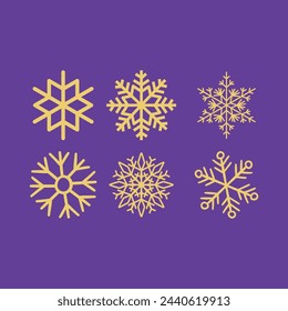 Vector White Snowflakes elements with Red Background