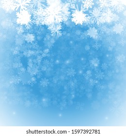 Vector : White snowflakes on blue background