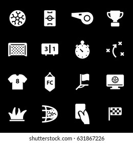 Vector white soccer icons set on black background
