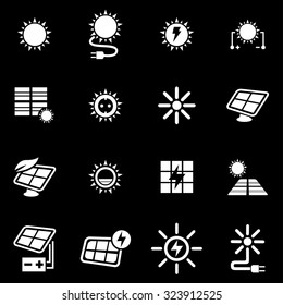 Vector white solar energy icon set.