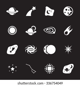 Vector white space icon set on black background