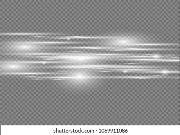 Vector white special effect. Luminous stripes on a transparent background. Beautiful glow of glow and spark. Vector background.