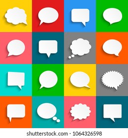 Vector white speech bubbles icon set