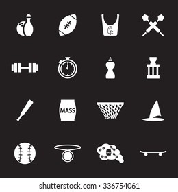 Vector white sport icon set on black background