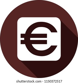 Vector. White square with EURO sign on a circle of dark red color