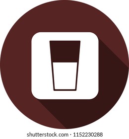 Vector. White square with the image of a glass of liquid on a circle of maroon color