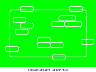 vector white square line frame with many little square on green background