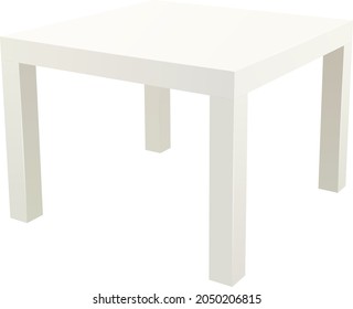 Vector white square side table realistic illustration